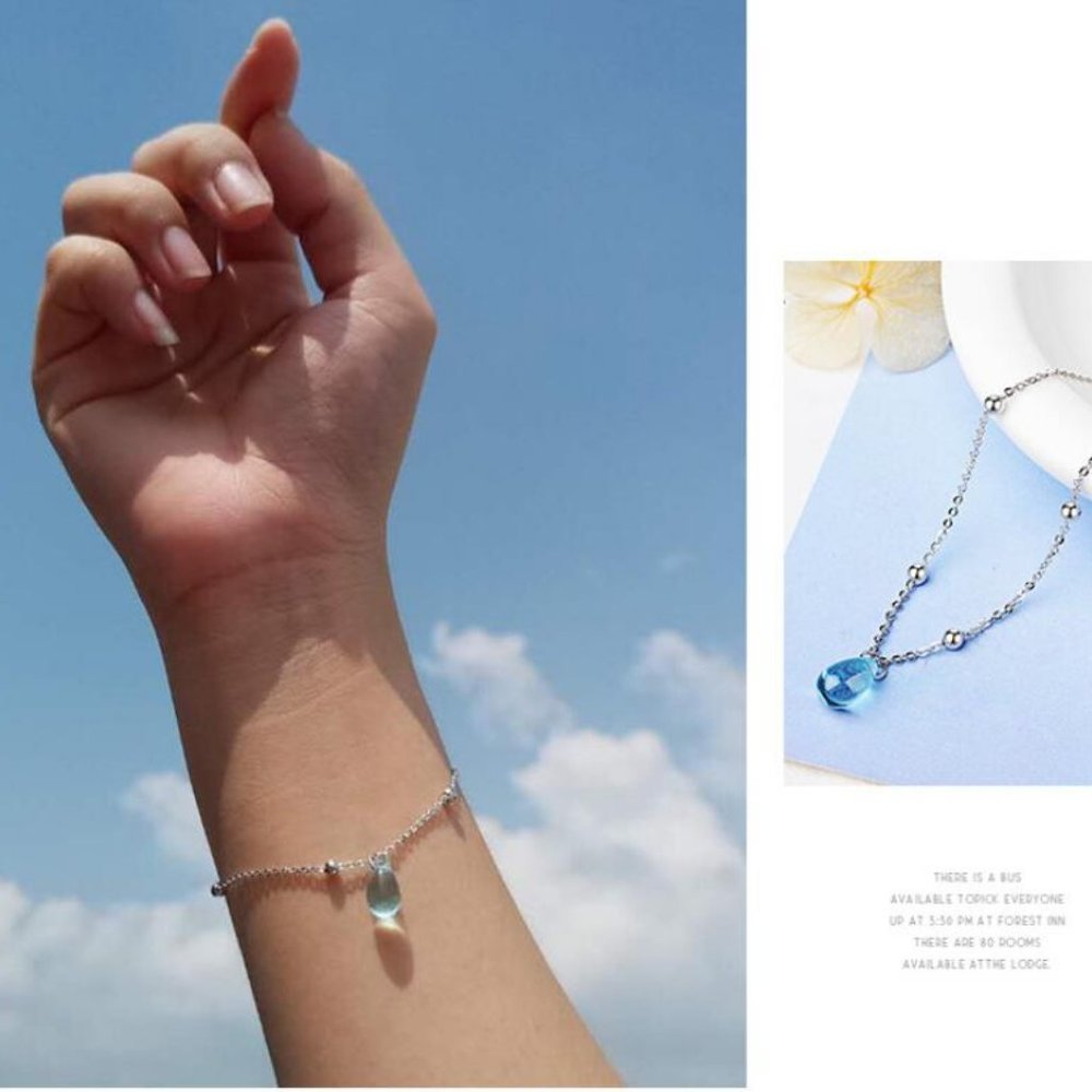 NEW 925 Sterling Silver Crystal Waterdrop Bracelet - Picture 4 of 6